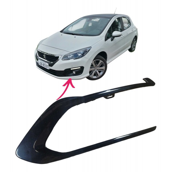 Friso Moldura Farol Milha Peugeot 308 408 2016 2019 Preto