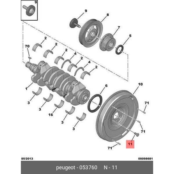 Parafuso Volante Motor M9x125 Peugeot Citroen 053760 2un